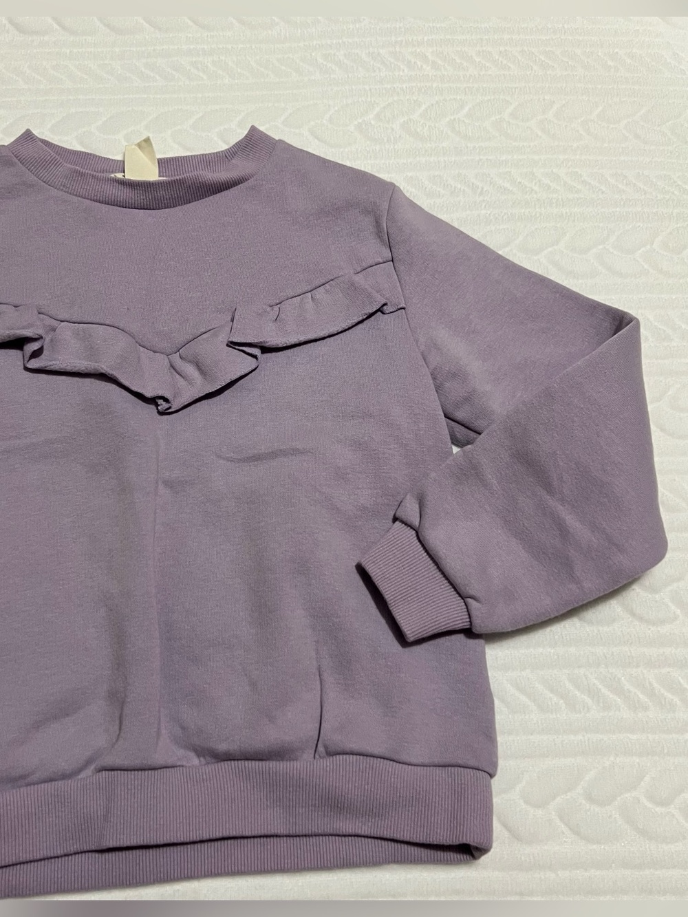 💗 H&M - Girls Lilac Ruffle-Front Sweatshirt - Picture 3 of 5